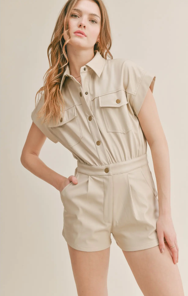 Faux Leather Romper