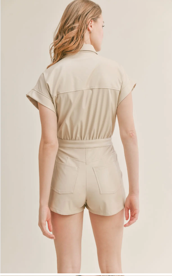 Faux Leather Romper