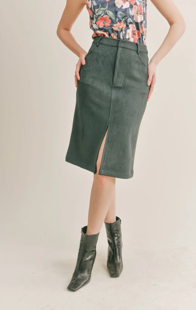 Bookworm Suede Midi Skirt