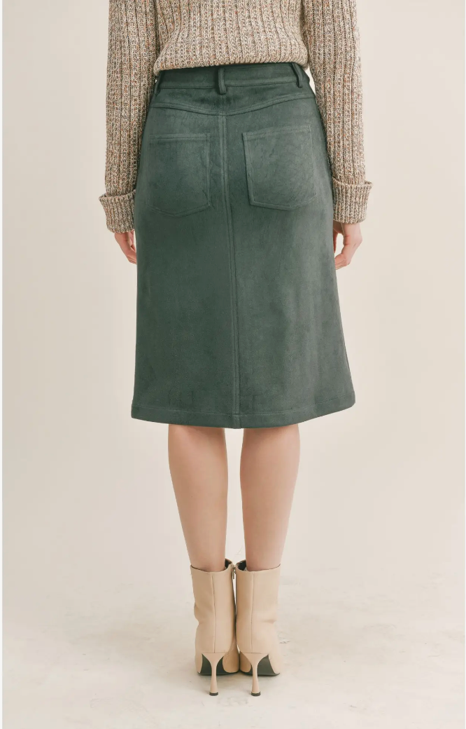 Bookworm Suede Midi Skirt