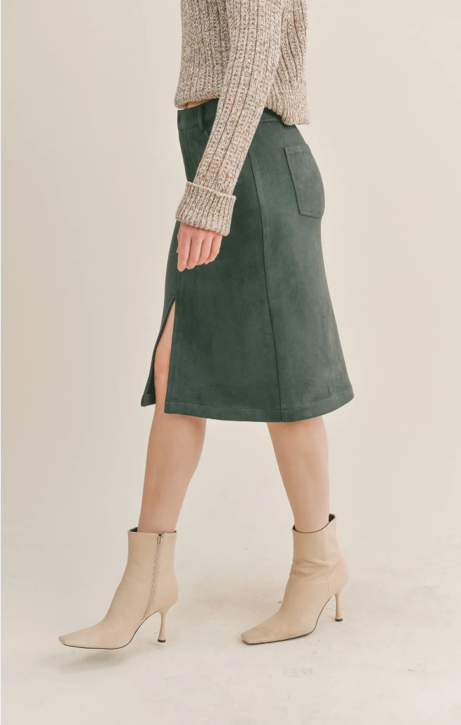 Bookworm Suede Midi Skirt