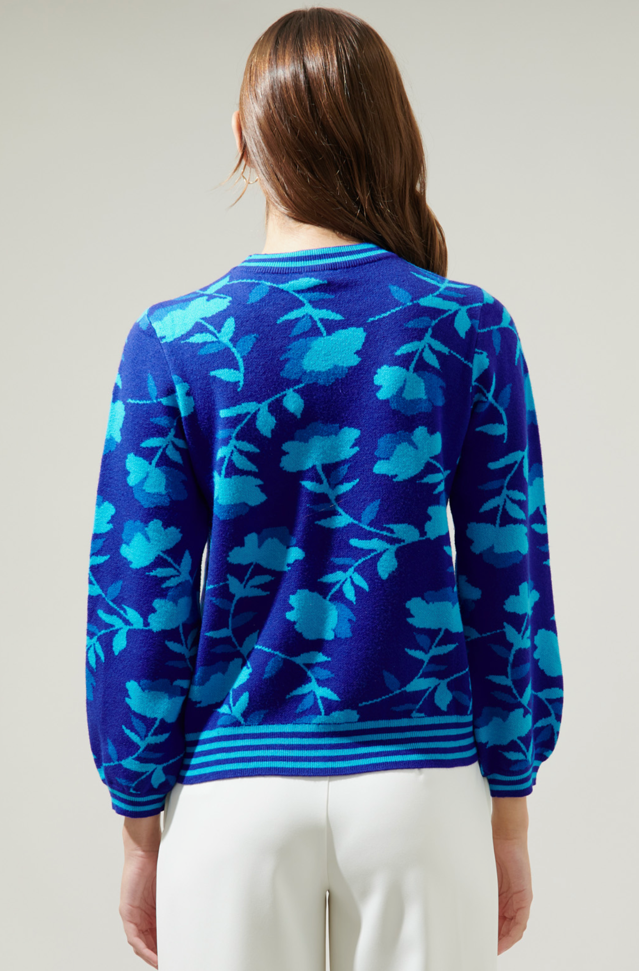 Camellia Cosmo Floral Mock Neck Sweater