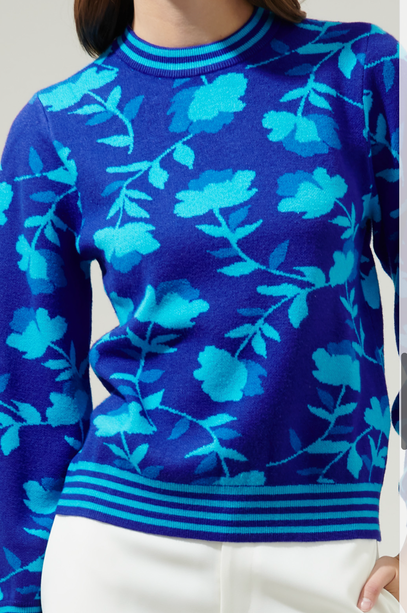 Camellia Cosmo Floral Mock Neck Sweater