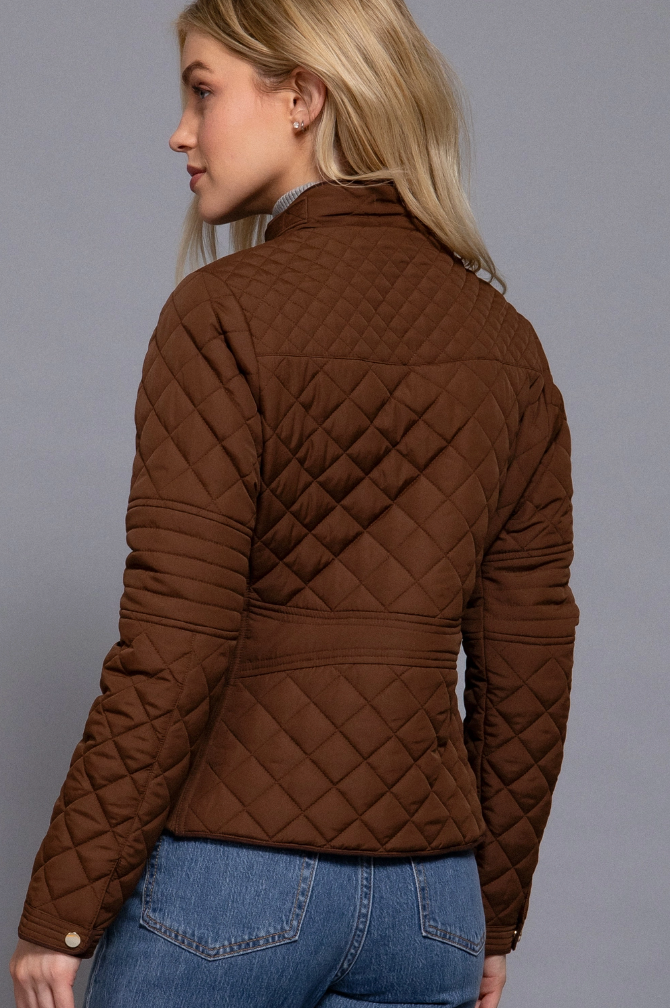 Suede Piping Quilted Jacket