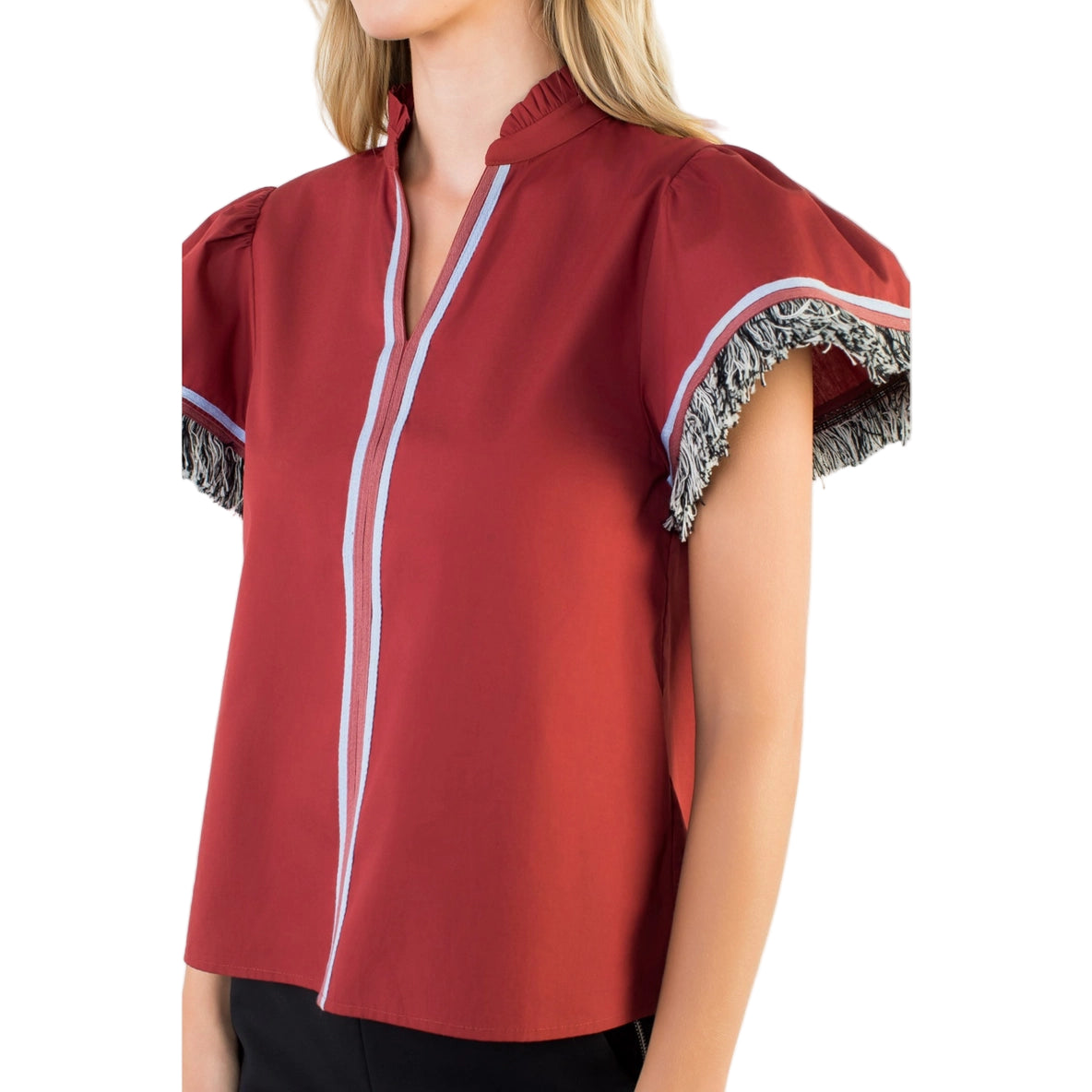 Fringe Short Sleeve Top