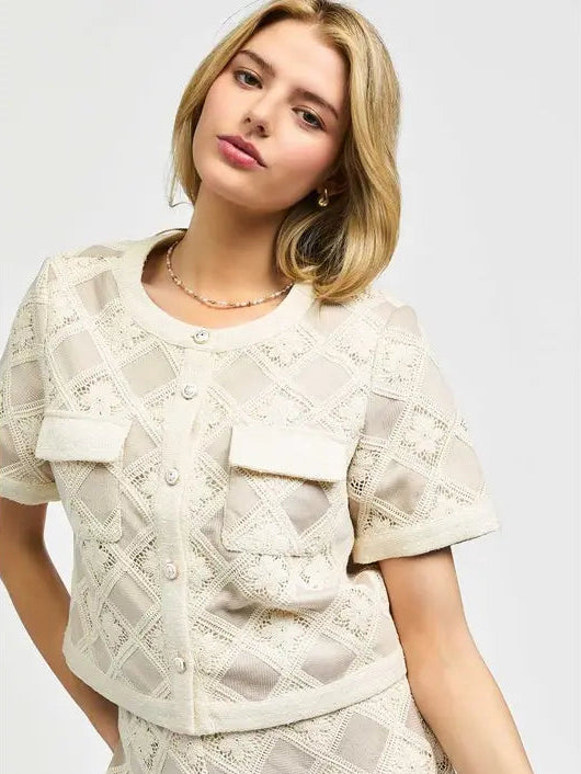 Diamond Lace Crop Jacket