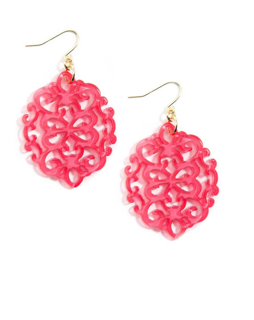 Damask Pattern Resin Earrings