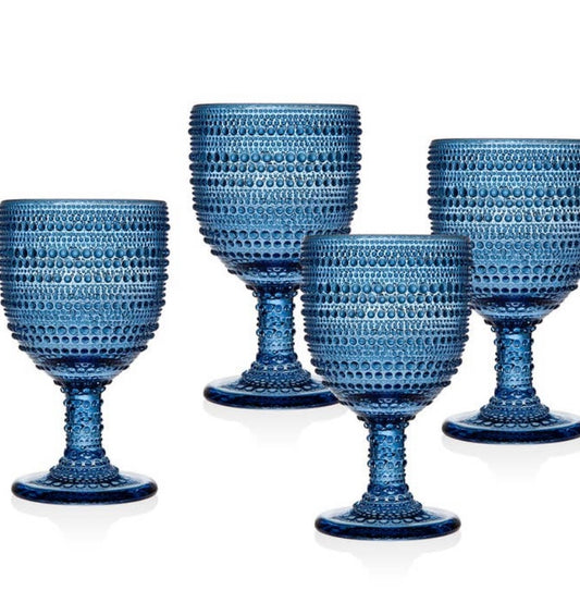Blue Textured  water Glass