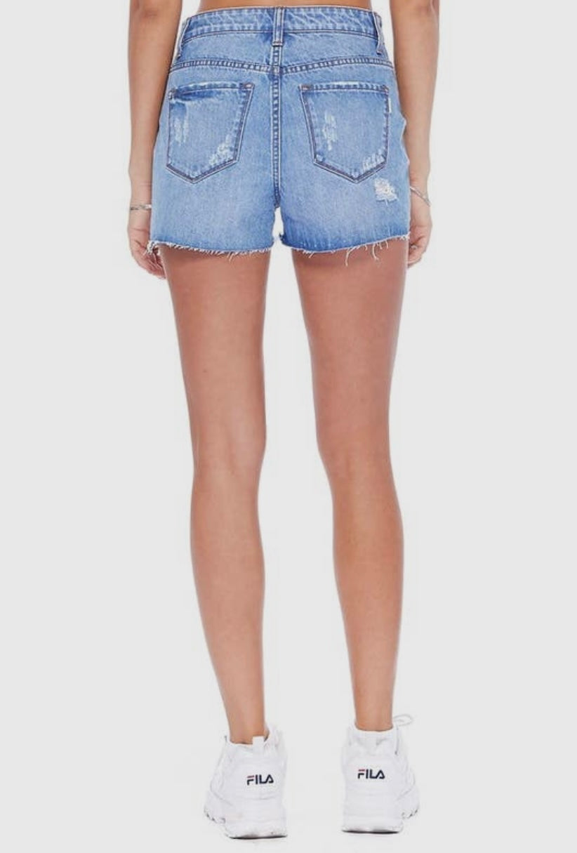 High Rise Stretch Distressed Jean Shorts