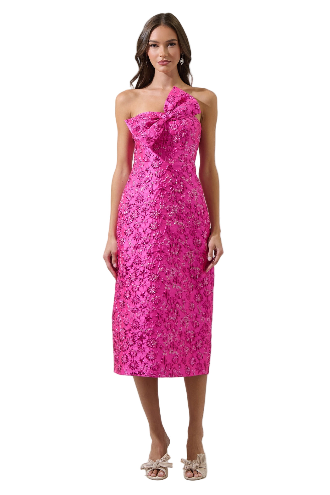 Pink Strapless Midi Dress