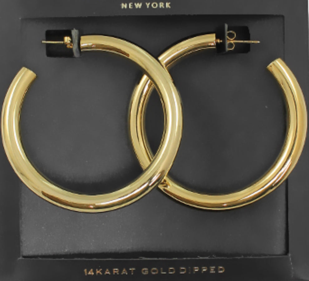 2" 14K GOLD DIPPED HOOP EARRINGS