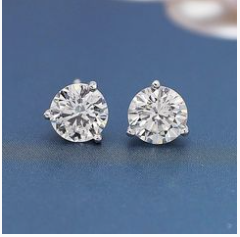 WHITE GOLD 8MM CUBIC ZIRCONIA STUD EARRING