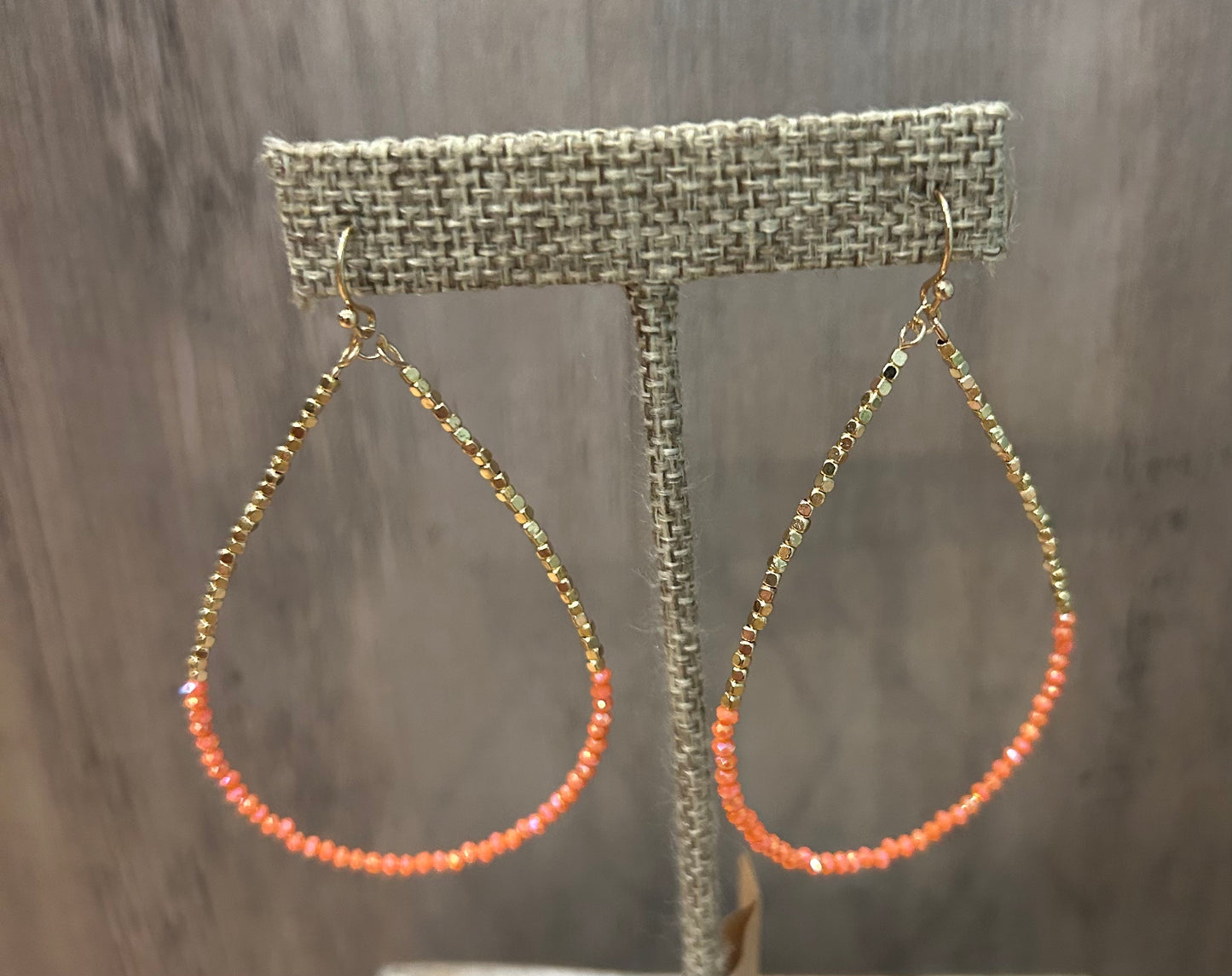 Orange/Gold Micro Beaded Hoop