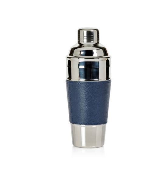 Silver With A Navy Leather Wrap Shaker