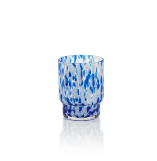 Blue and White speckled glass up