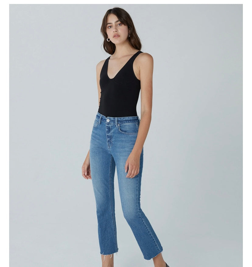High-Rise Demi- Flare Cropped Jeans