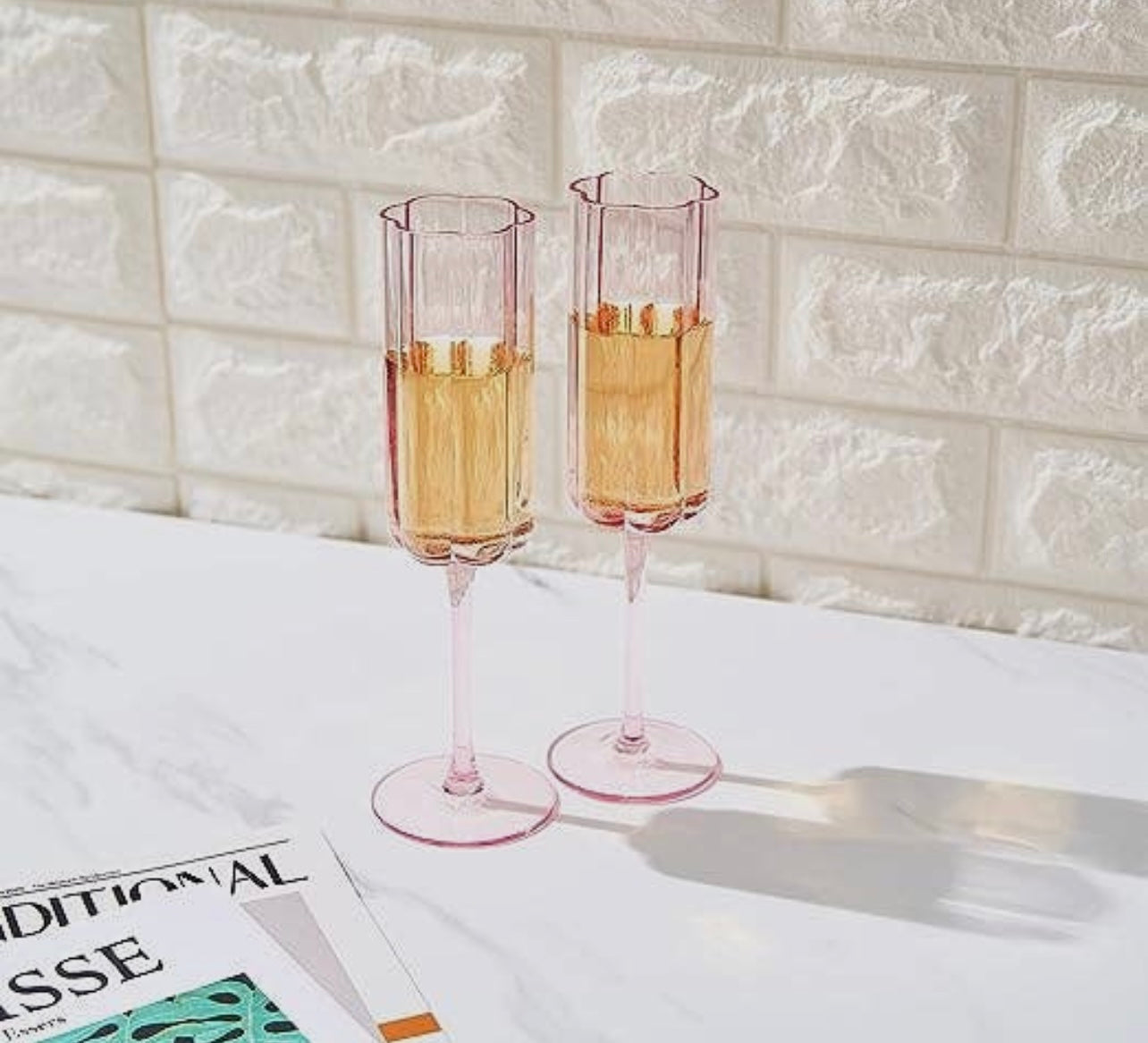 Flower Shaped Pink Champagne Flute