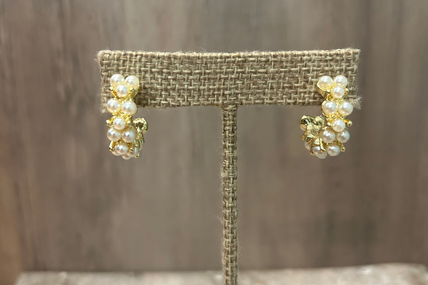 Gold  Pearl Small Hoops