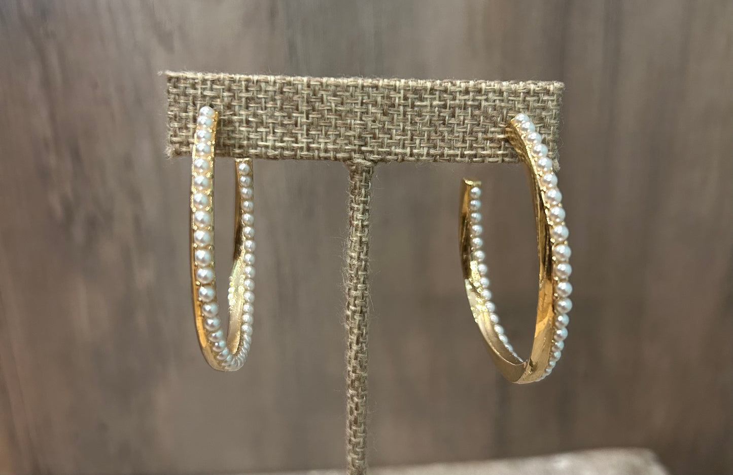 Gold Pearl Twist Hoop