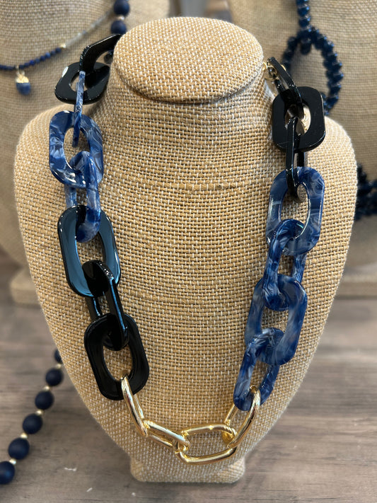 Blue Acrylic Chain Necklace