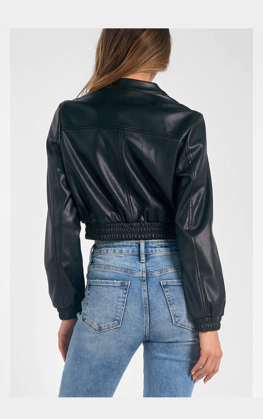 Vegan Cropped Leather Jacket