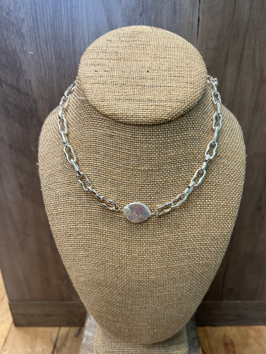 Mother of Pearl Chain Link Necklace