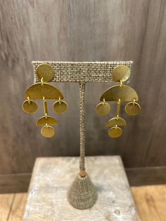 Gold Geometric Shaped Dangle Earring