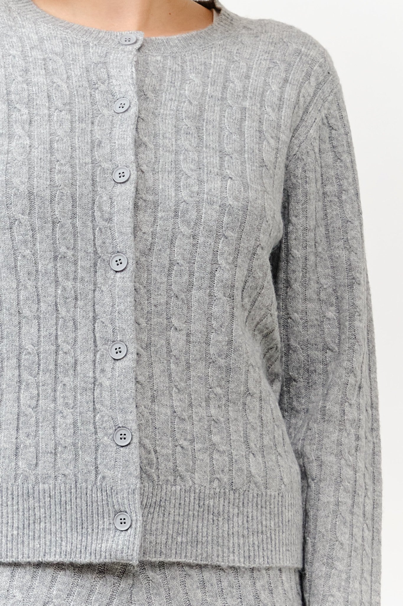 Crewneck Cable Cardigan