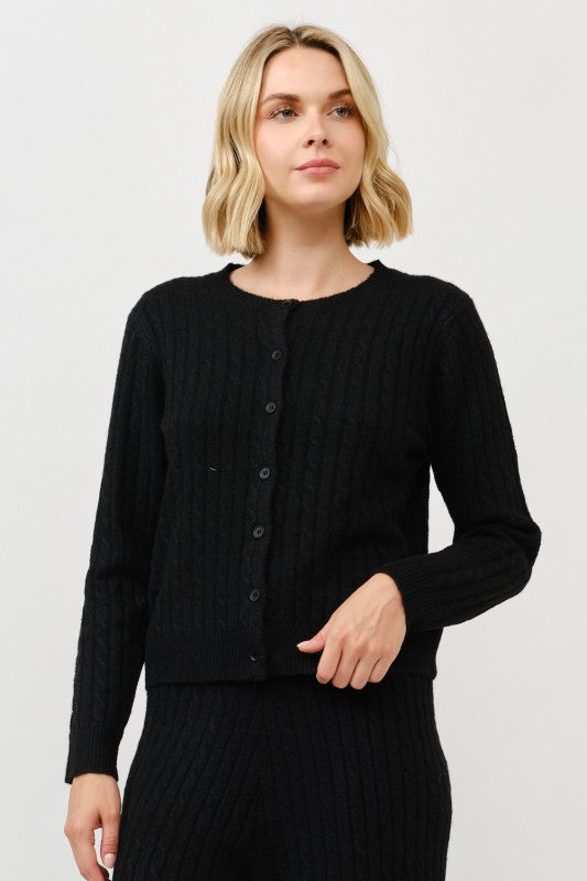 Crewneck Cable Cardigan