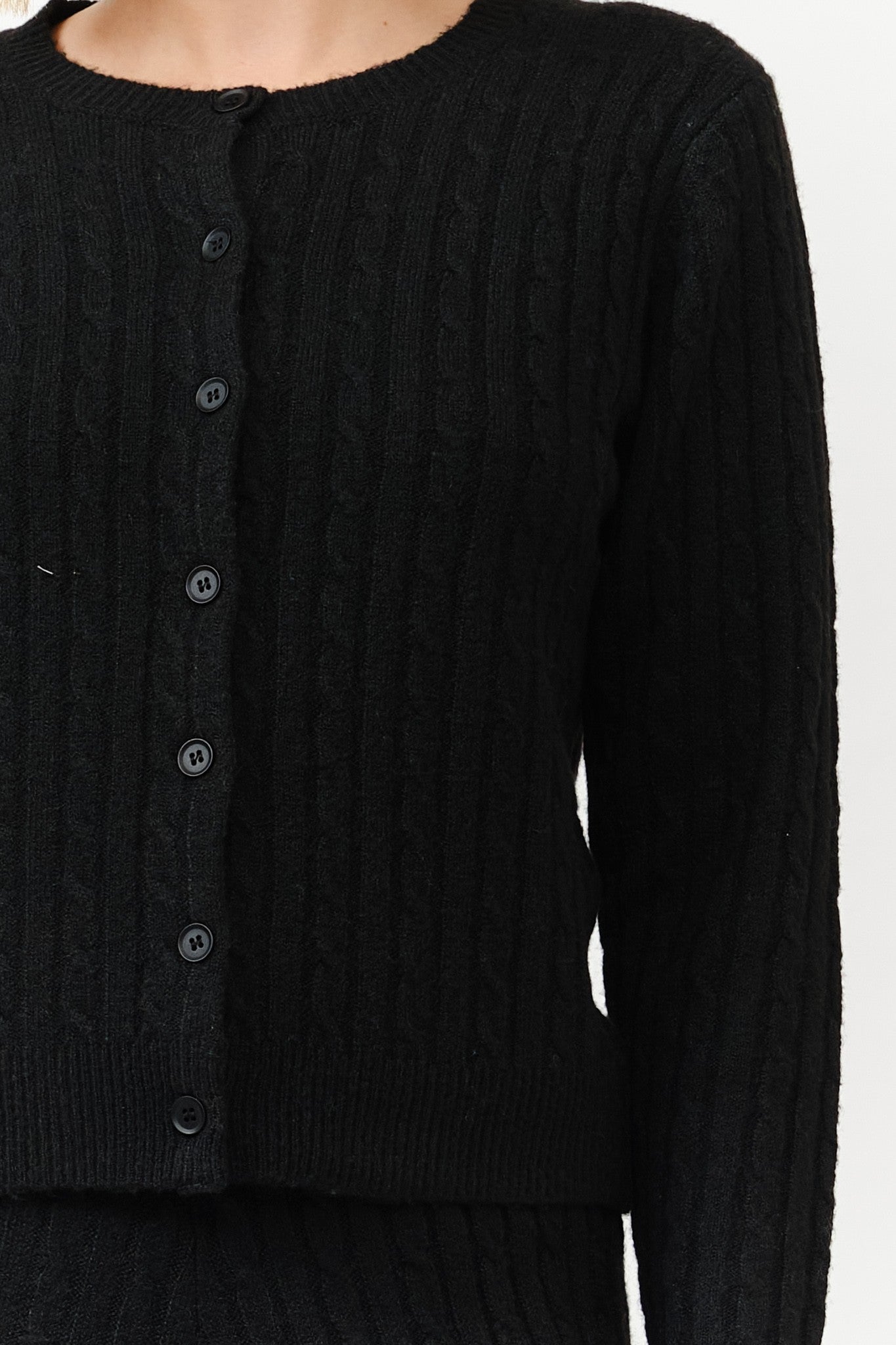 Crewneck Cable Cardigan