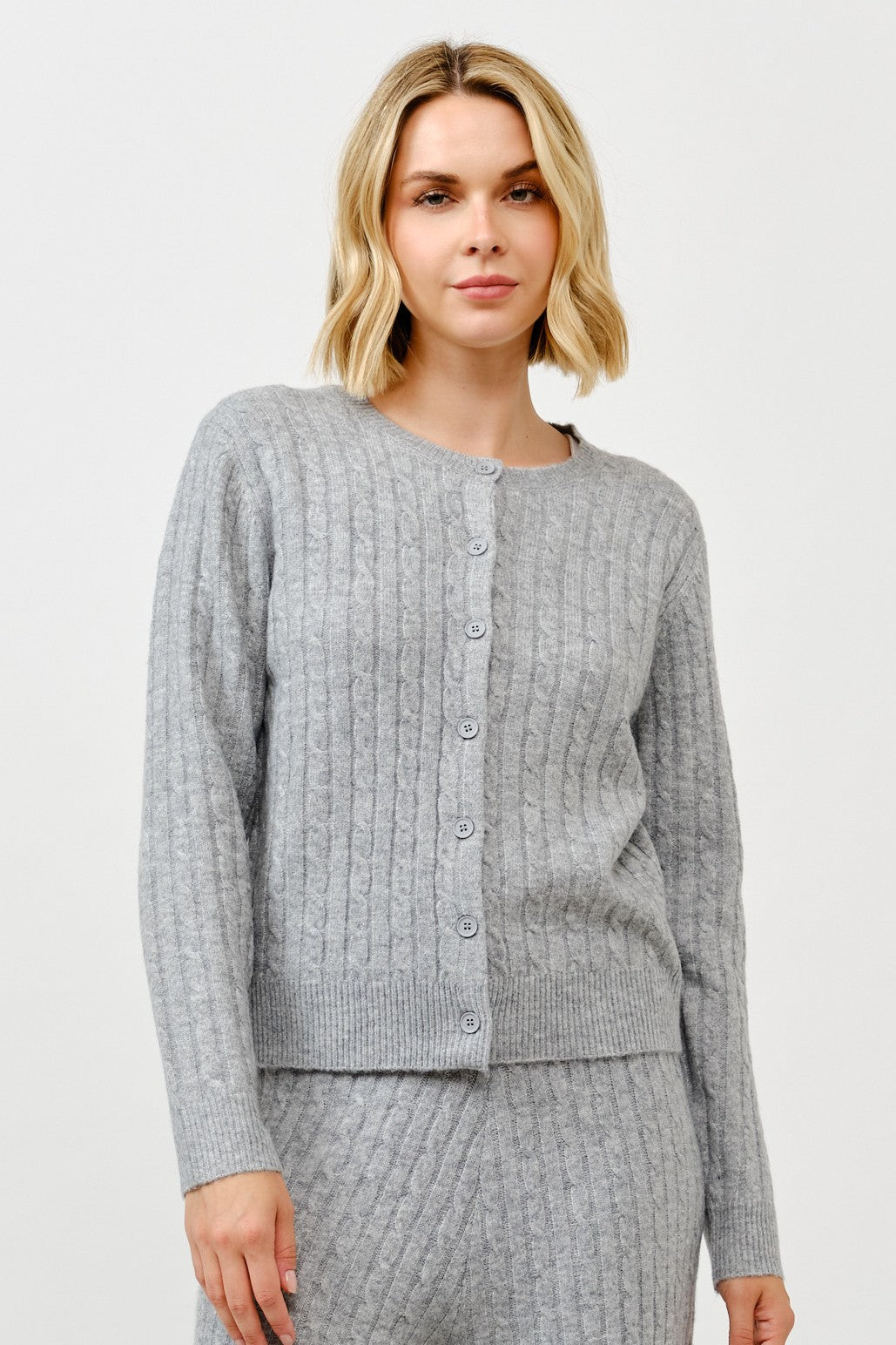 Crewneck Cable Cardigan