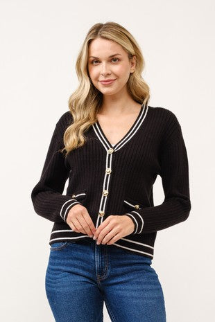 V-neck Button Up Cardigan