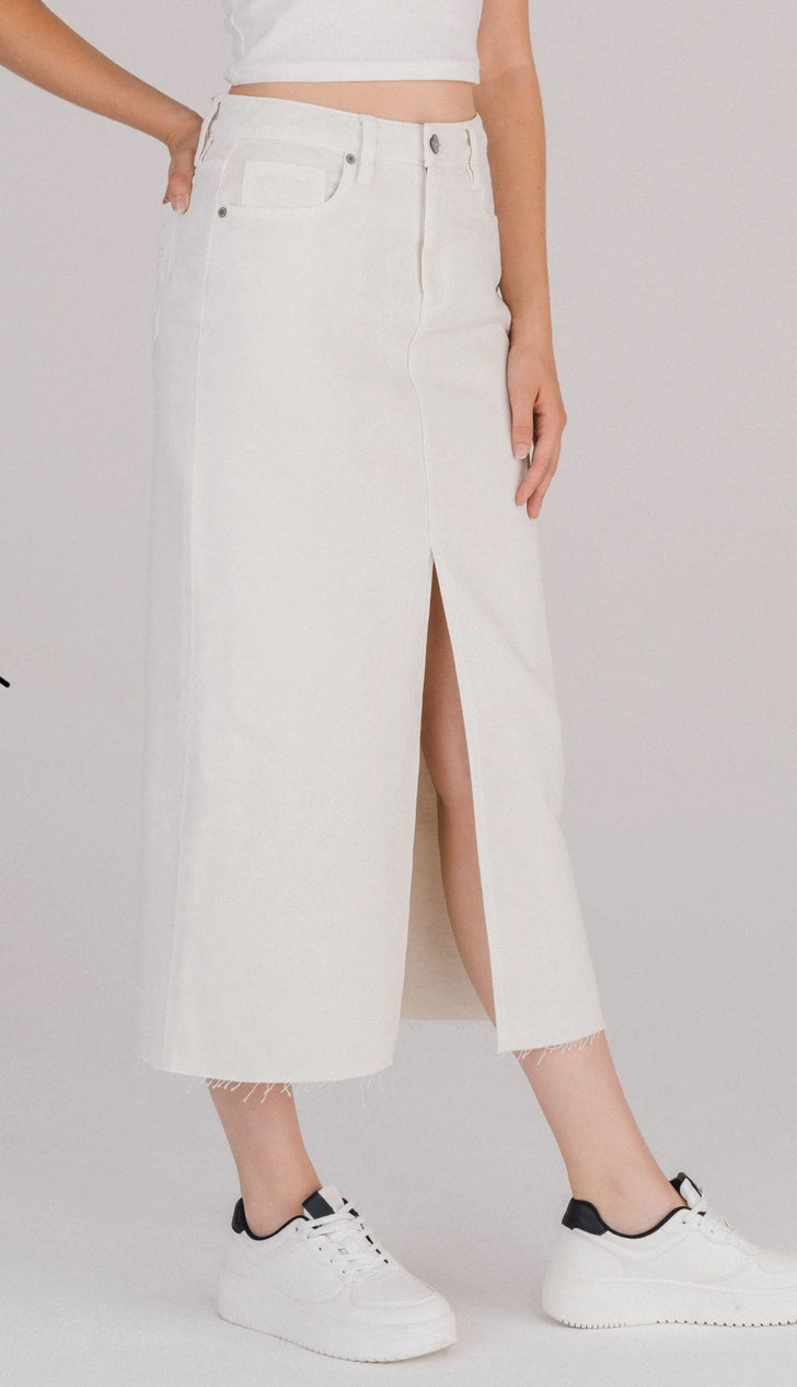 Sea Salt Front Slit Midi Skirt