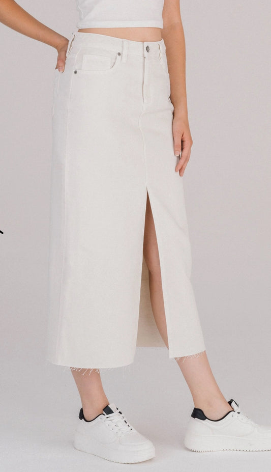 Sea Salt Front Slit Midi Skirt