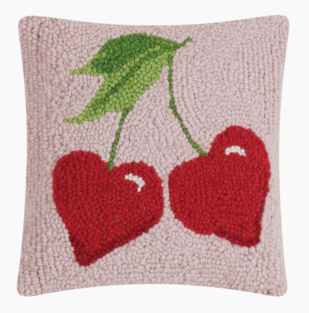 Cherries Heart Hook Pillow
