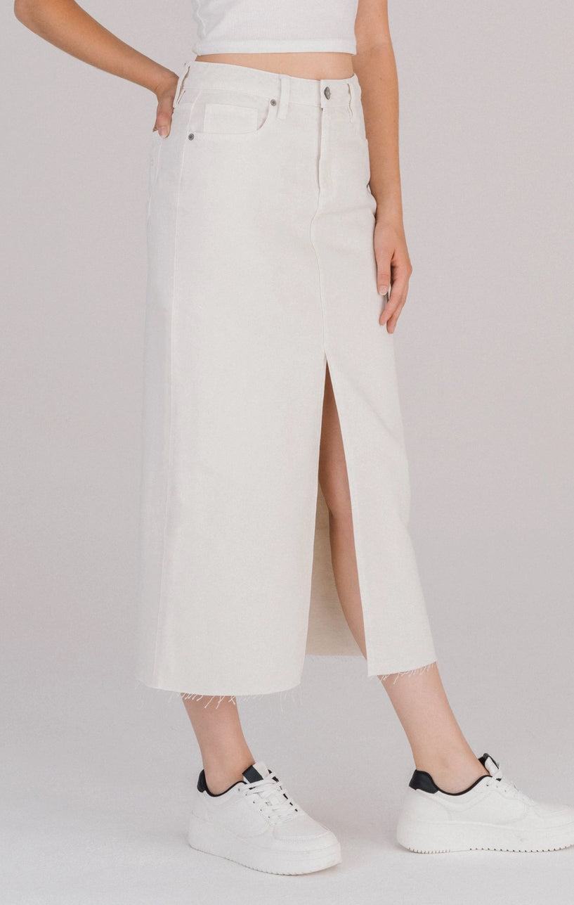 Sea Salt Front Slit Midi Skirt