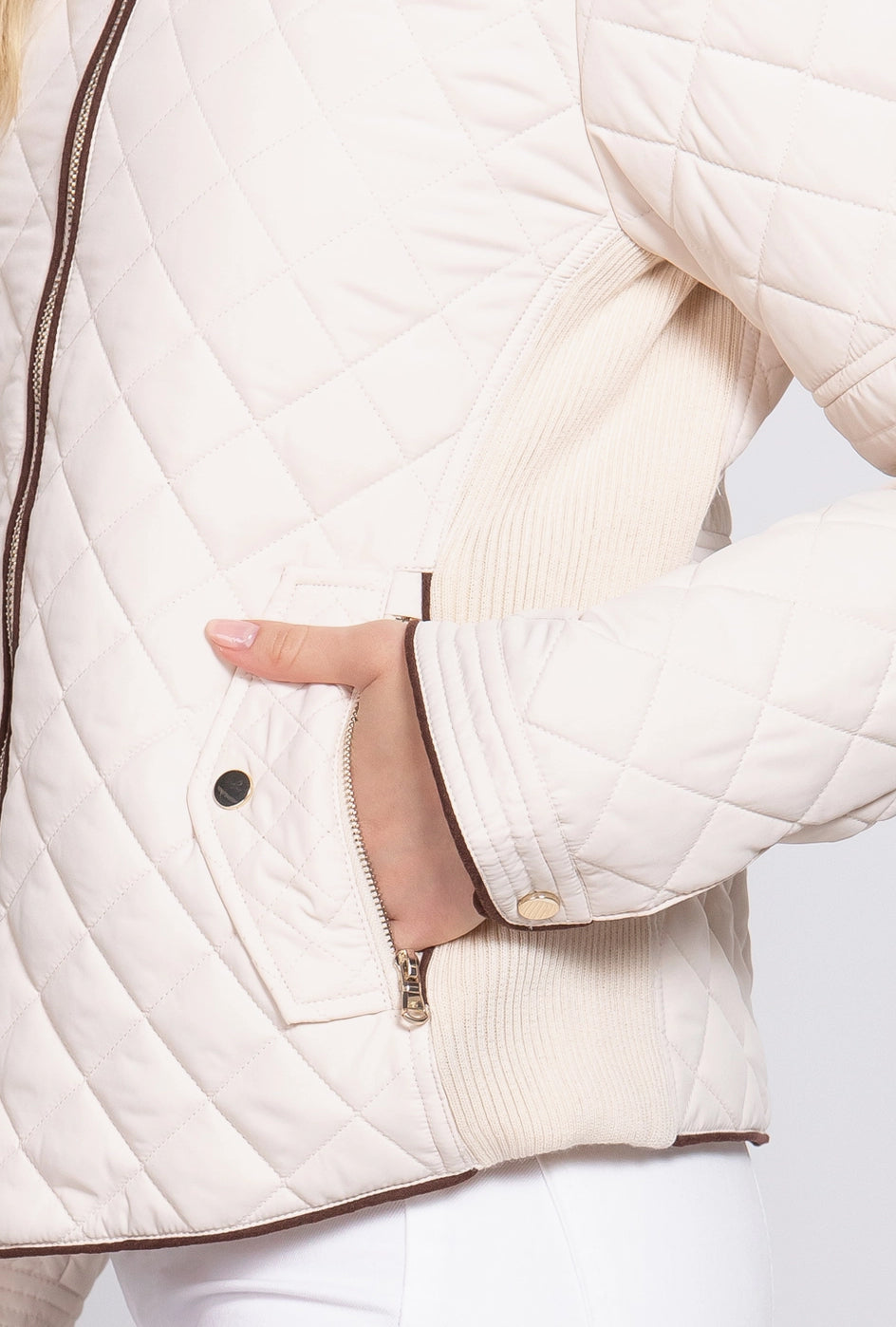 Suede Piping Quilted Jacket