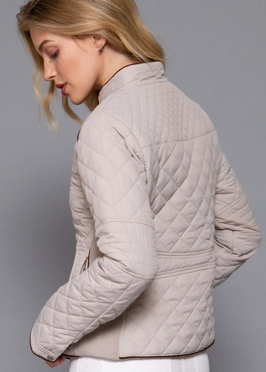 Suede Piping Quilted Jacket