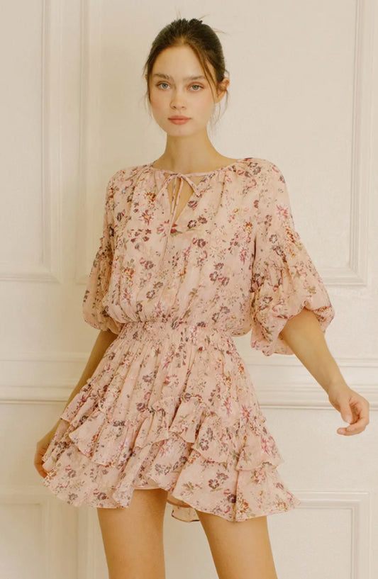 Floral Print Ruffled Mini Dress