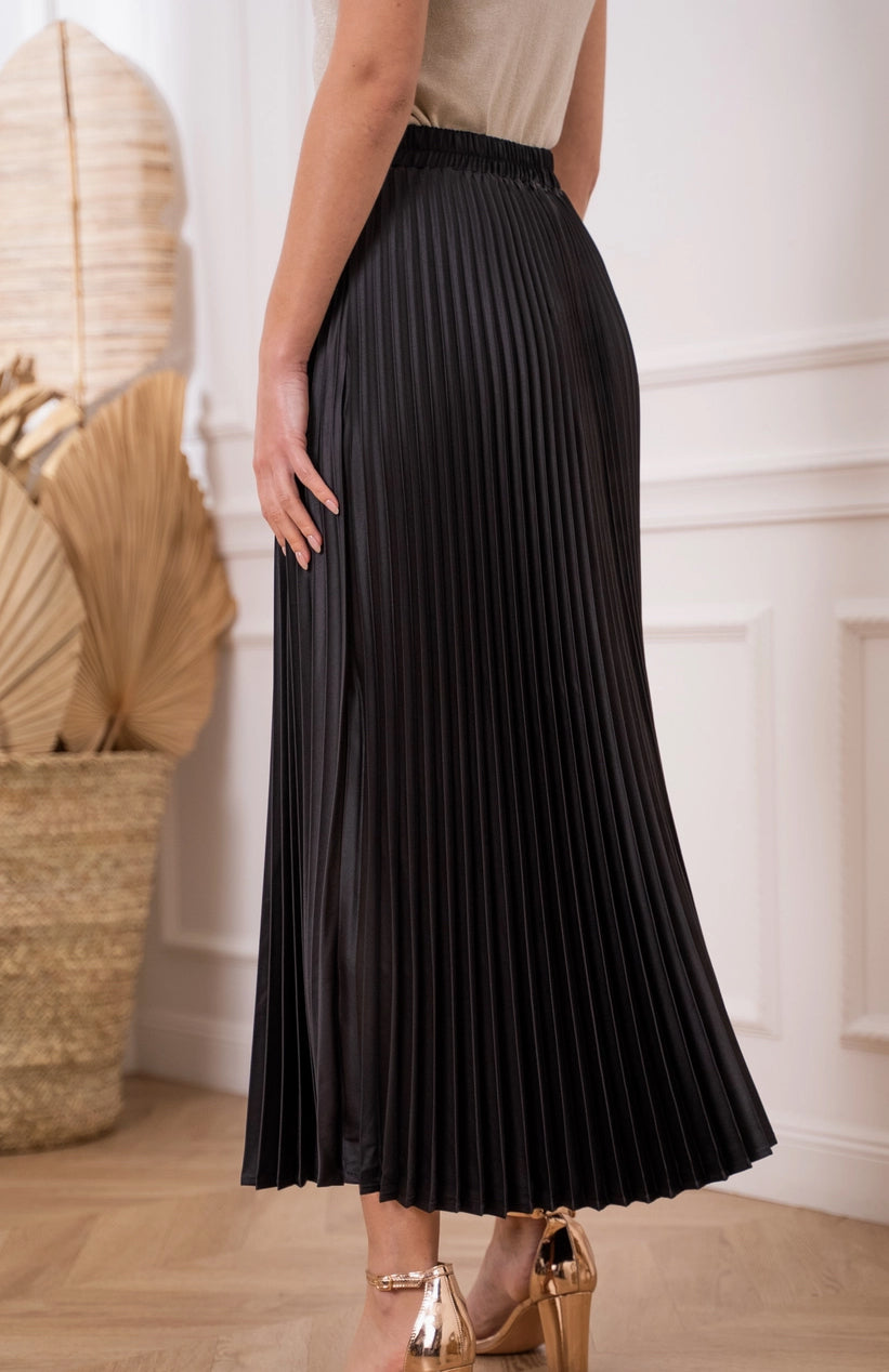 Plain Satin Pleated Skirt