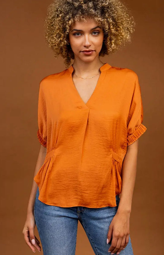 Oversized Boxy Blouse with Elastic Detail