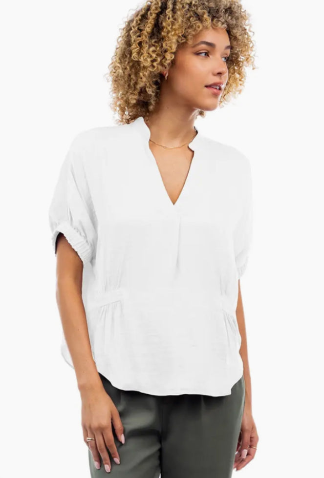 Oversized Boxy Blouse with Elastic Detail