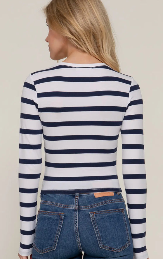 Long Sleeve Stripe Knit Top