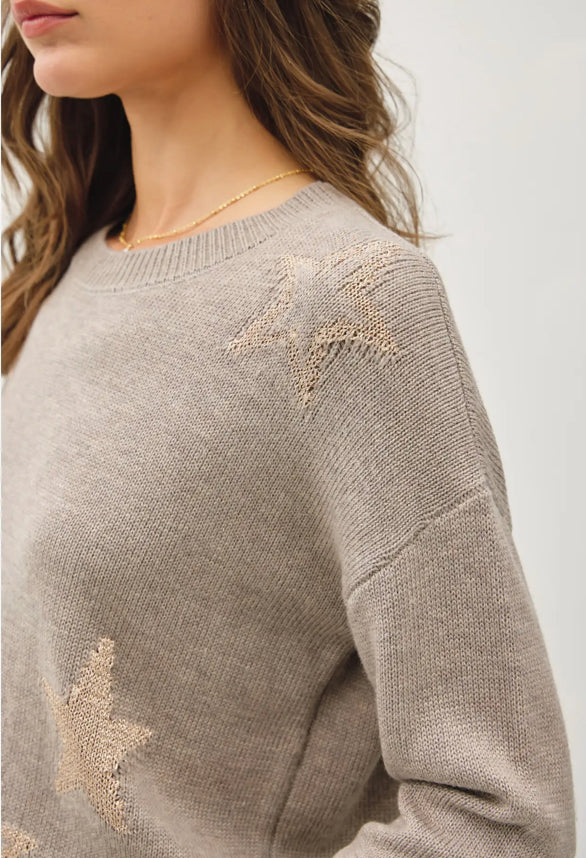 Crew Neck Sweater with Metallic Star