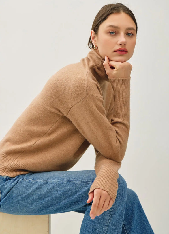 Turtleneck Sweater with Raw Edge