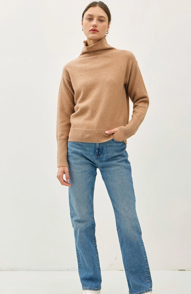 Turtleneck Sweater with Raw Edge