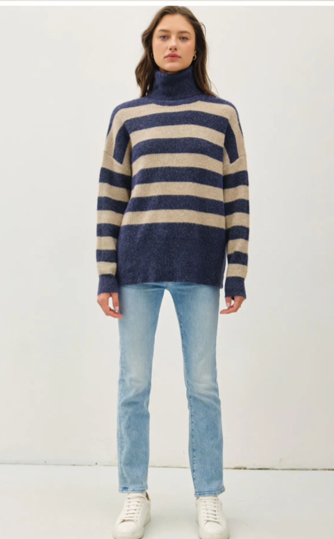 Wide Stripe Turtle Neck Sweater