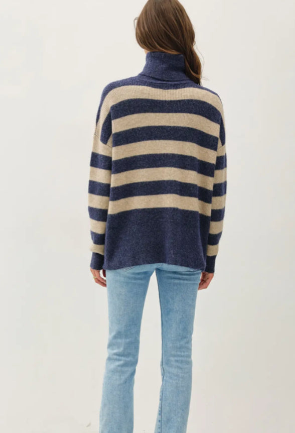 Wide Stripe Turtle Neck Sweater