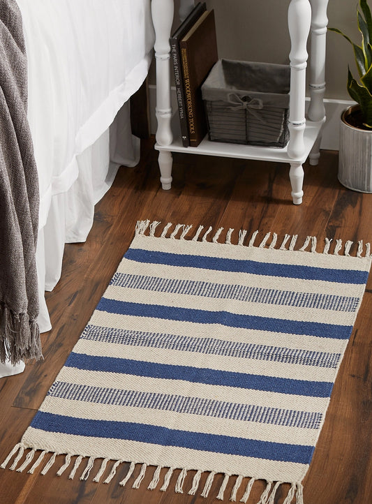 Blue Combo Stripe Hand-Loomed Rug 2X3 ft