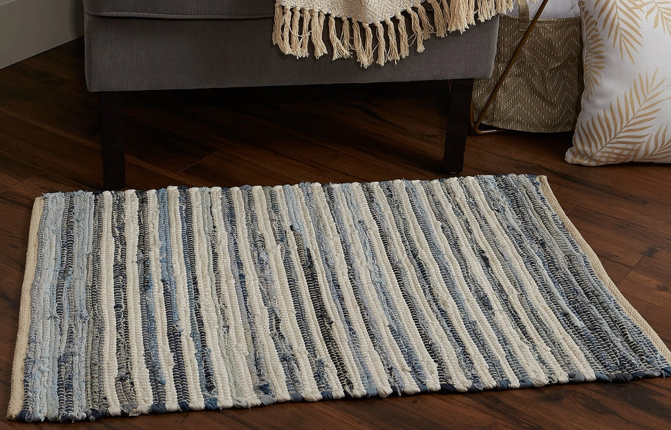 Blue Denim Rag Rug 2X3Ft